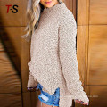 Womens Knitted Womens  Sherpa Fleece Side Slit Full Sleeve Jumper Outwears